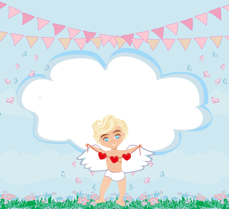 Happy valentines day - card with cupidのイラスト素材