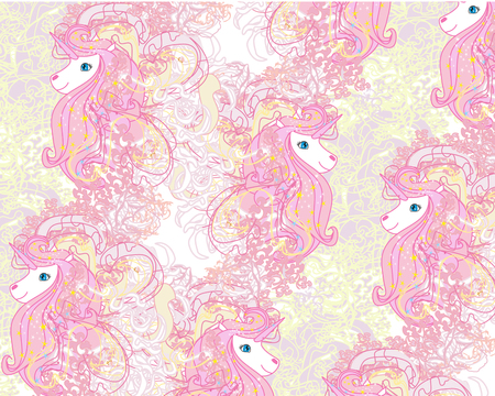 Seamless pattern with cute unicornsのイラスト素材