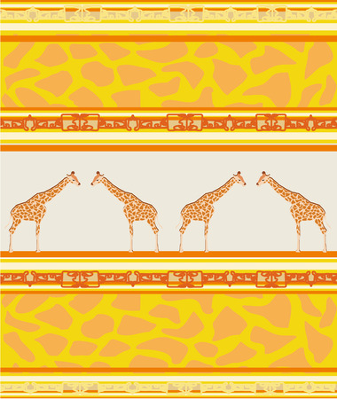 Seamless patterns with giraffe and giraffe skin.のイラスト素材