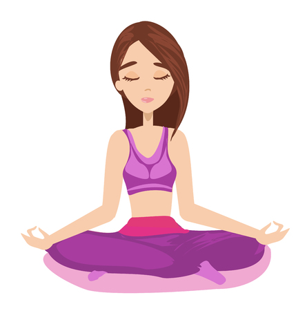Yoga girl in lotus positionのイラスト素材
