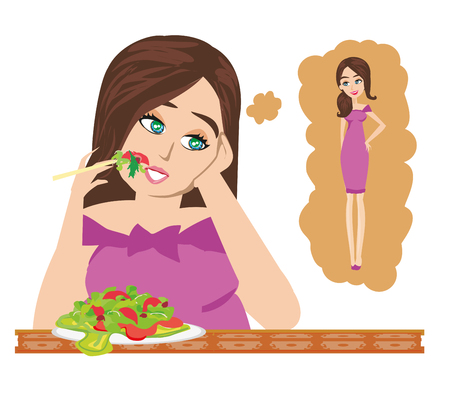 Fat girl dreams to be a skinny girl のイラスト素材