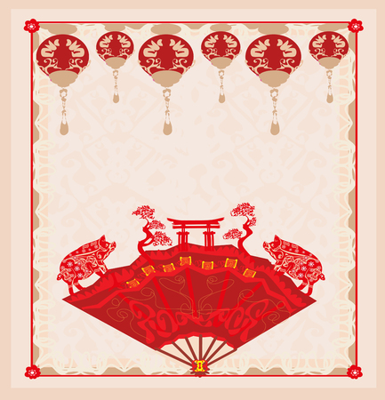 Chinese zodiac the year of Pigのイラスト素材