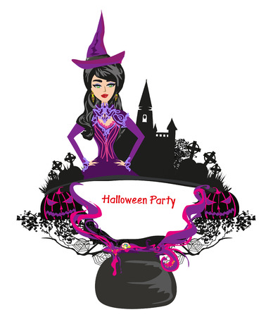 Halloween witch - decorative frameのイラスト素材