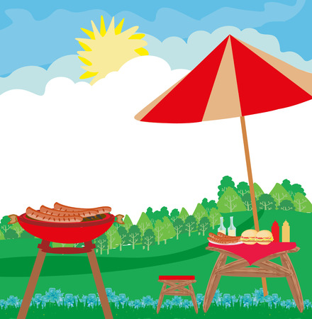Barbecue Party Invitation cardのイラスト素材