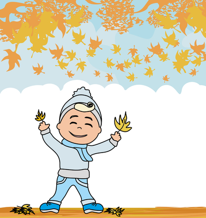 Fun in the autumn day - autumn frameのイラスト素材