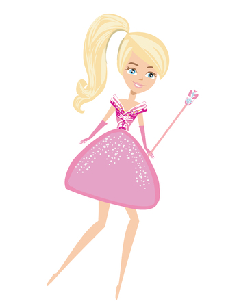 Beautiful fairy with magic wand - isolated illustrationのイラスト素材
