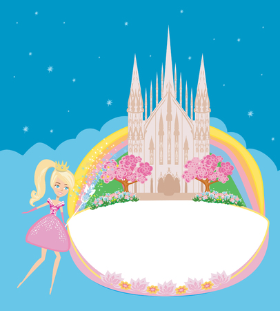 Beautiful fairytale castle frameのイラスト素材