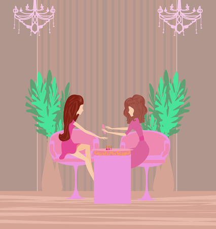 lady doing manicure in beauty salonのイラスト素材