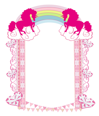 frame with a pink unicornsのイラスト素材