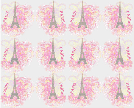 Vintage retro Eiffel tower patternのイラスト素材