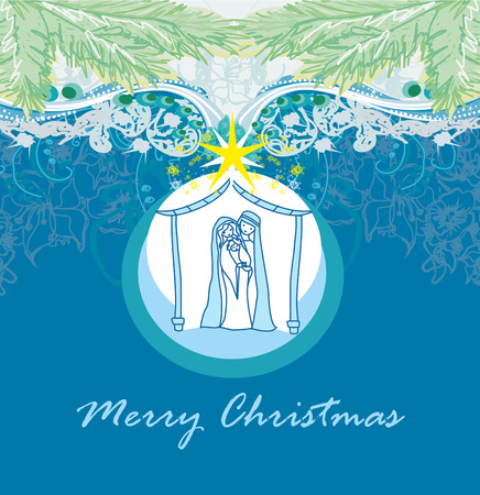 Birth of Jesus in Bethlehem in a glass bubbleのイラスト素材
