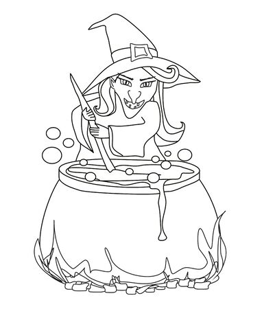 Halloween witch preparing potionのイラスト素材