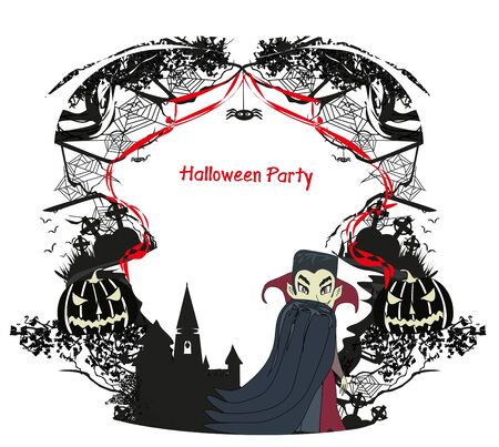 Vampire Night Halloween Card, decorative frameのイラスト素材