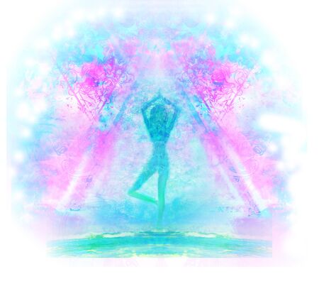 Yoga Tree of Life - abstract cardの写真素材