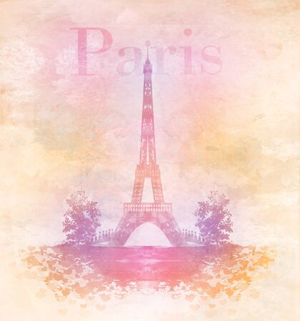 Vintage retro Eiffel tower abstract cardの写真素材