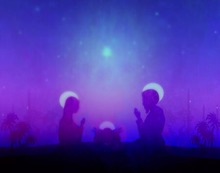 Traditional Christmas Nativity Scene, abstract illustrationの写真素材