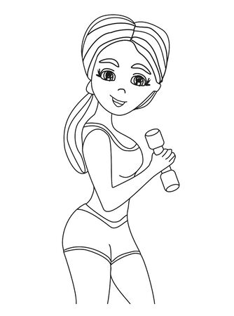 woman with dumbbells, isolated illustrationのイラスト素材