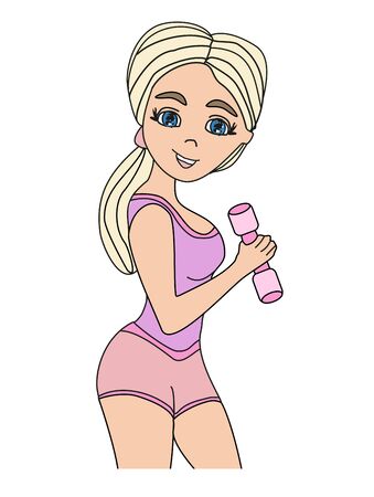 woman with dumbbells, isolated illustrationのイラスト素材