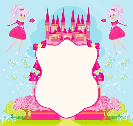 Fairytale frame with little fairiesのイラスト素材