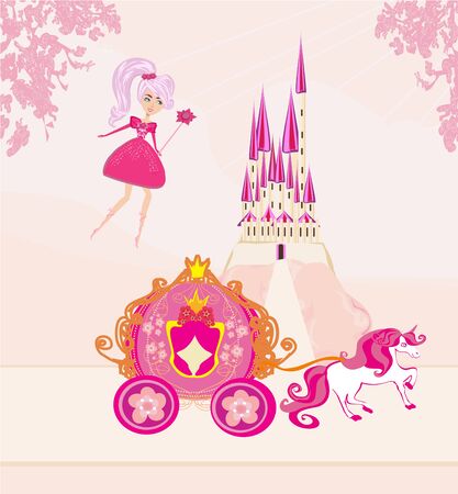 Illustration of a fairy and magical carriageのイラスト素材