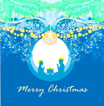 Birth of Jesus in Bethlehem in a glass bubbleのイラスト素材