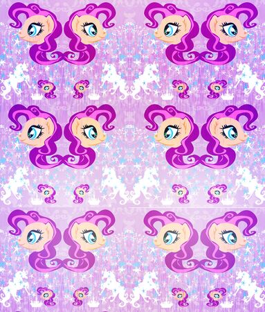 Seamless Pattern - unicorn, crown and stars の写真素材