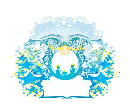 Birth of Jesus in Bethlehem in a glass bubbleのイラスト素材