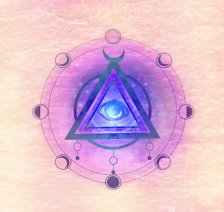 Illustration of a third eye mystical signの写真素材