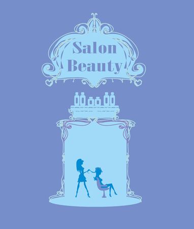 Beautiful woman in hairdressing salon, abstract cardのイラスト素材