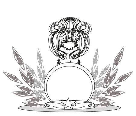 Fortune teller woman reading future on magical crystal ballのイラスト素材