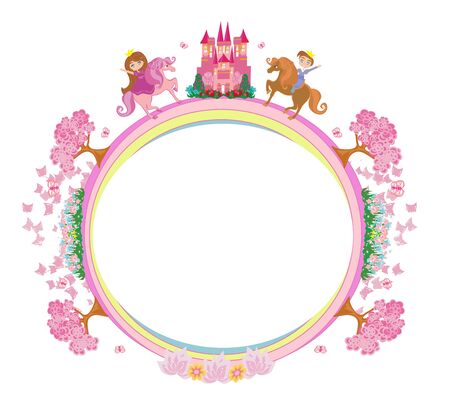 Beautiful prince and princess - frameのイラスト素材