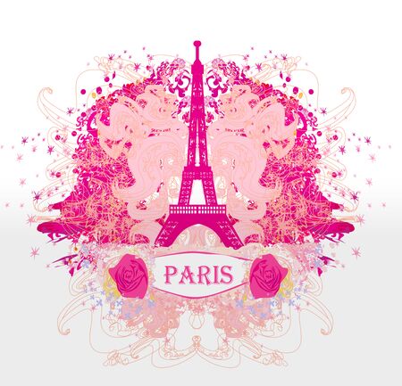 Vintage retro Eiffel tower abstract cardのイラスト素材