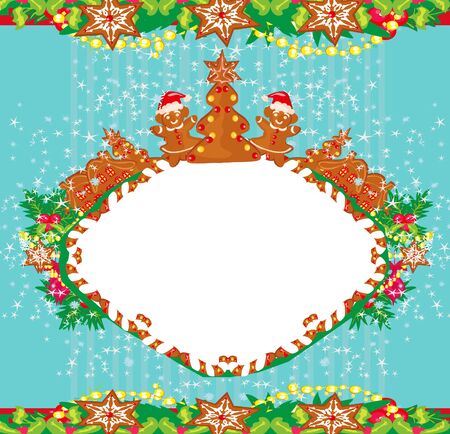 Christmas card with a ginger-breadのイラスト素材