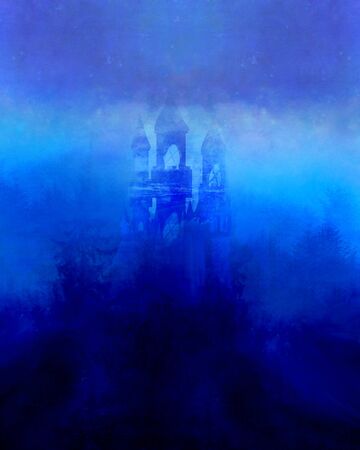 Abstract landscape with old castle の写真素材