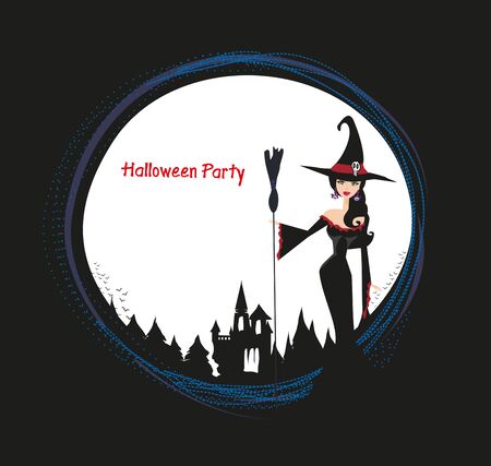 halloween invitation with beautiful witch のイラスト素材