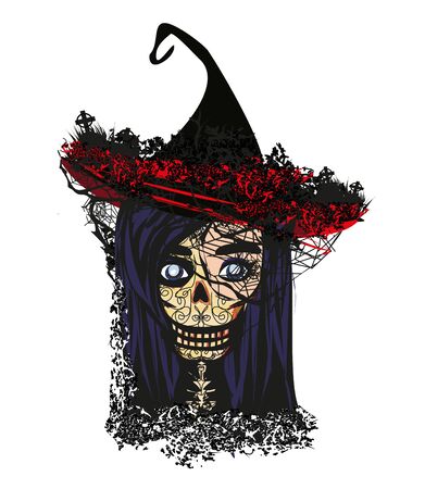 Young beautiful witch abstract portraitのイラスト素材