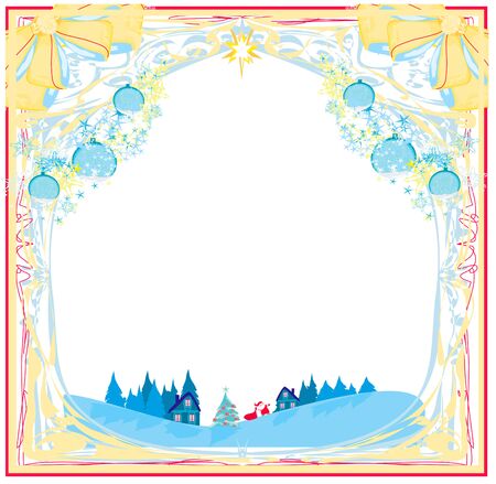 Abstract Christmas card with Santa Claus, decorative gold frameのイラスト素材