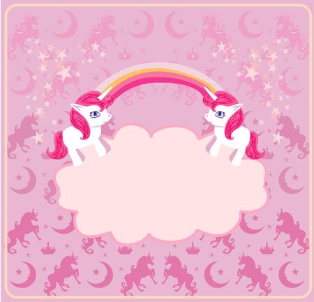 Unicorn fairy tale decorative pink frameのイラスト素材
