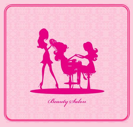 girl in a beauty salon, manicure and hairdresser cardのイラスト素材