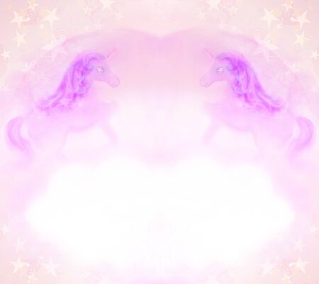 pink unicorns and decorative frameの写真素材