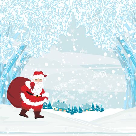 Santa claus with a bag of gifts のイラスト素材