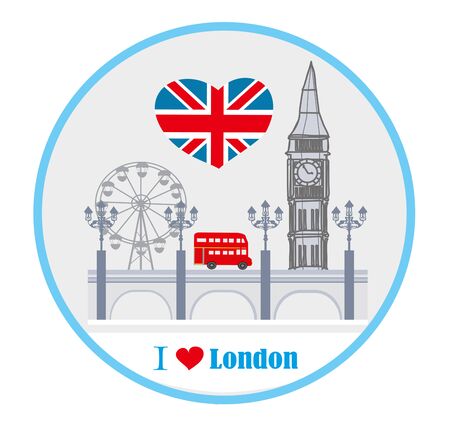 round avatar with icons of Londonのイラスト素材