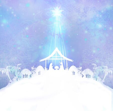 Birth of Jesus in Bethlehem, Christmas cardの写真素材