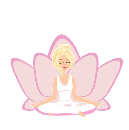 beautiful girl in yoga lotus positionのイラスト素材