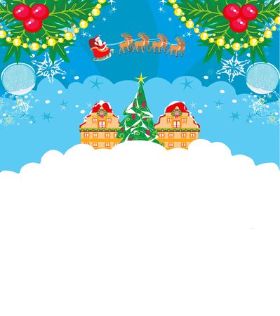 Happy New year card with Santa のイラスト素材