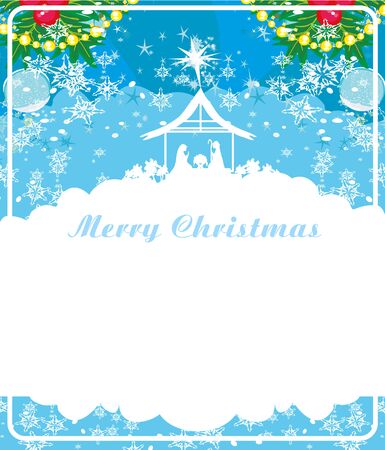 Birth of Jesus in Bethlehem - decorative Christmas cardのイラスト素材