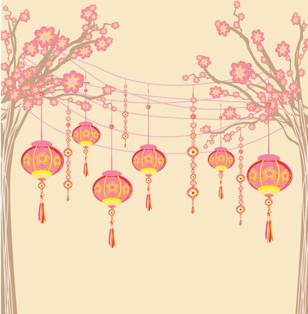 lanterns will bring good luck and peace to prayer during Mid-Autumn Festival for Chinese New Yearのイラスト素材