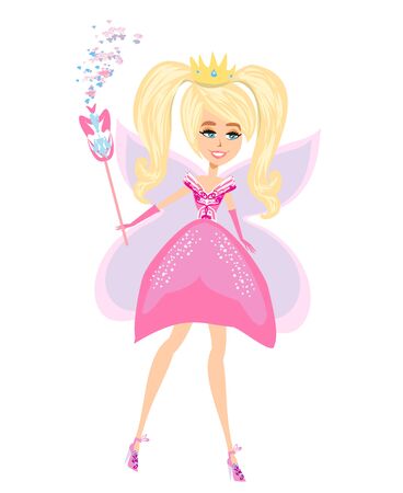 Beautiful fairy with magic wand - isolated illustrationのイラスト素材