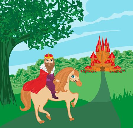 the king is riding a horse のイラスト素材