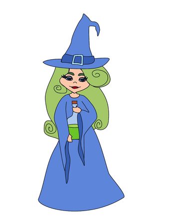 sweet Halloween witch with a bottle full of poisonのイラスト素材